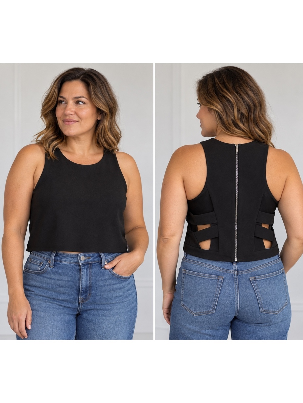 Alythea Women’s L Black Cutout Back Crop Top